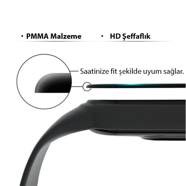 Ally OPPO Realme Watch 3D Full Kaplama Ekran Koruyucu PET+PMMA-(5775) - Siyah