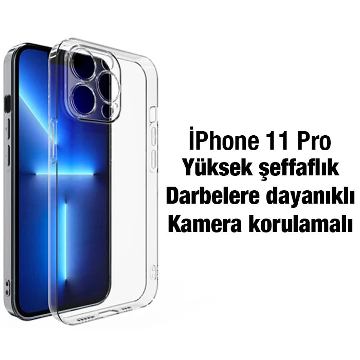 Ally iPhone 11 Pro 5.8inç Kılıf Kamera Korumalı Ultra İnce Şeffaf Silikon Kılıf-(5775) - Şeffaf 2