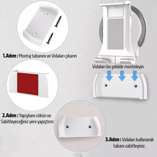 ALLY PB-47B Askılı Katlanabilen Çok İşlevli Tablet -Telefon Standı Tutucu-(5775) - Beyaz