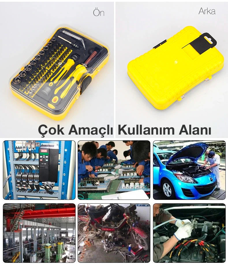ALLY 70 Parça Elektronikçi Endüstriyel Tornavida Tamir Seti-(5775) - Siyah-Sarı