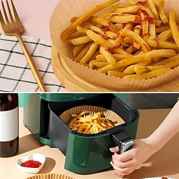 Ally 50 Adet Tek Kullanımlık Yapışmaz Airfryer Pişirme Kağıdı-(5775) - Kahverengi