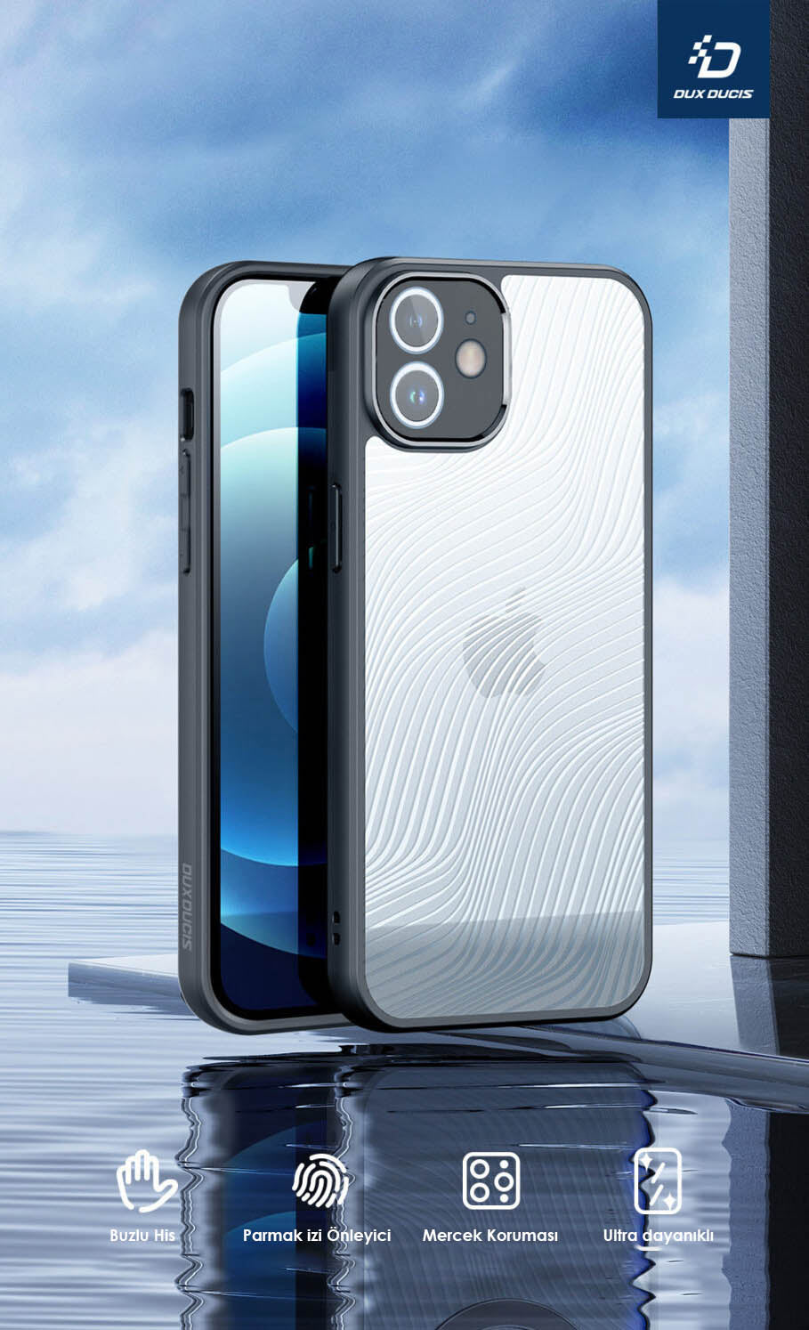 Dux Ducis iPhone 12 Aimo Series Premium Buzlu Sert PC-TPU Kılıf-(5775) - Siyah