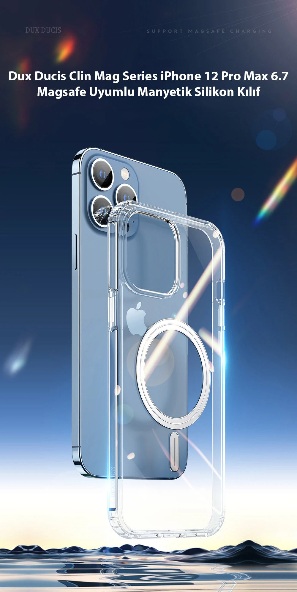 Dux Ducis Clin Mag Series iPhone 12 Pro Max 6.7 Magsafe Uyumlu Manyetik Silikon Kılıf-(5775) - Şeffaf 2