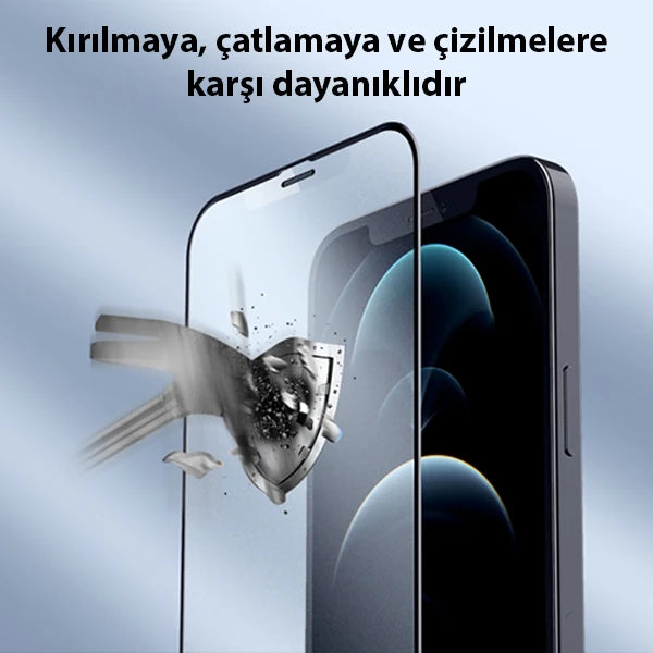 GOR iPhone 12 Pro Max 9D Hardening Tempered Full Cam Ekran Koruyucu-(5775) - Siyah