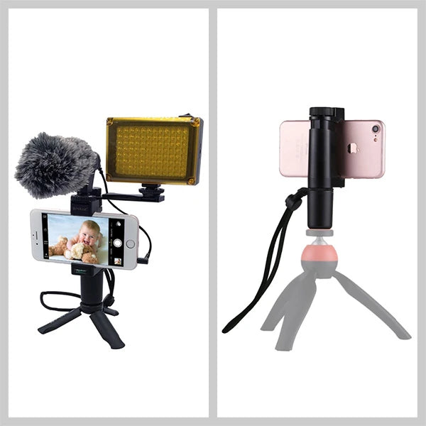 PULUZ Video Grip Telefon Elde Tutucu+ Bileklik Tripod Adaptörü-(5775) - Siyah