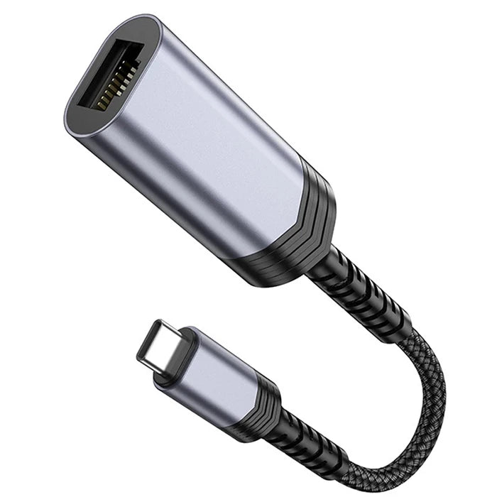 Hoco UA26 Type-c OTG RJ45 İnternet Adaptörü Dönüştürücü 1000 Mbps-(5775) - Gri