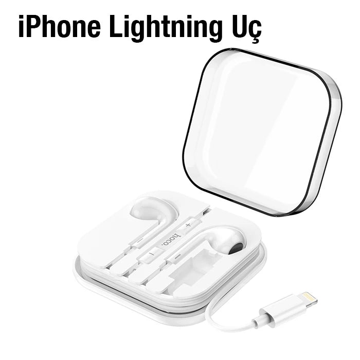 HOCO M1 Max iPhone Lightning Kulakiçi Mikrofonlu Kablolu Kulaklık-(5775) - Beyaz