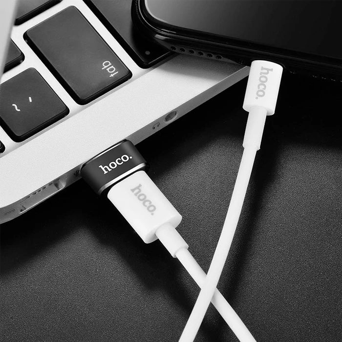 HOCO UA6 Erkek USB to Dişi Type-C Dönüştürücü Çevirici Adaptör-(5775) - Siyah