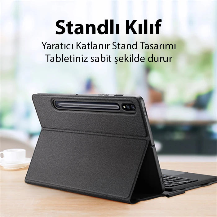Dux Ducis SM Galaxy Tab S8/S7 Bluetooth Klavye Touchpad Kılıf X700-X706-T870-T875-T876B-(5775) - Siyah