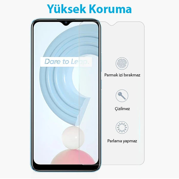 Ally OPPO Realme C21 Tempered Cam Ekran Koruyucu-(5775) - Şeffaf 2