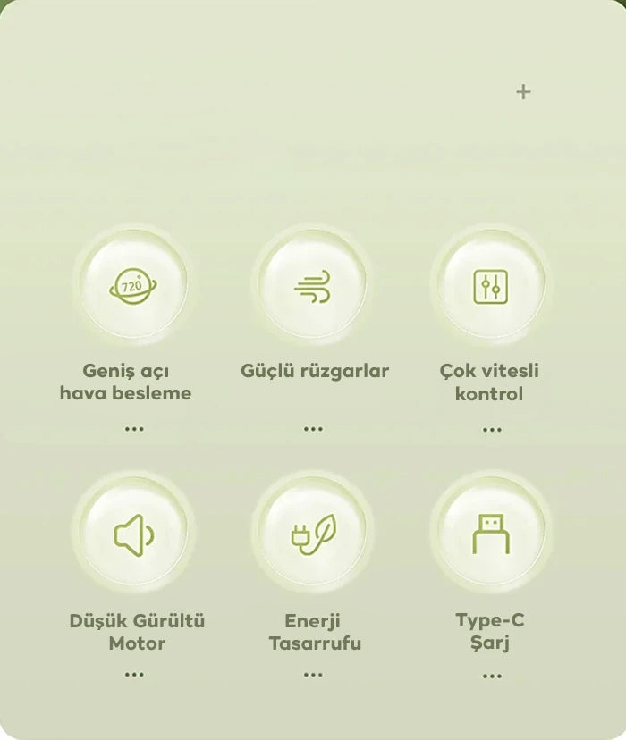 Ally S21 Şarjlı Fan Ergonomik Ev Ofis Sessiz Vantilatör-(5775) - Mavi