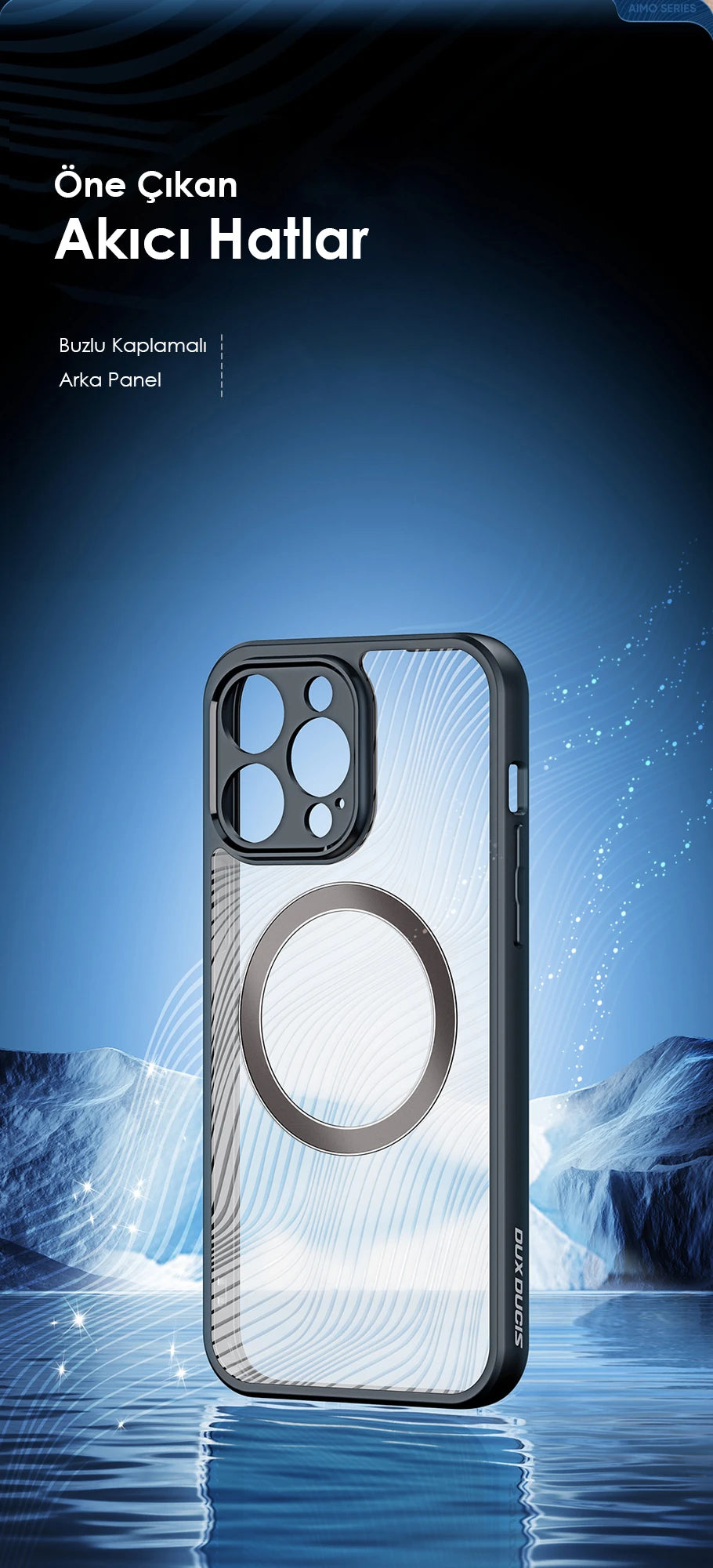 Dux Ducis iPhone 12 Pro Aimo Series Mag Safe Premium Buzlu Sert PC-TPU Kılıf-(5775) - Siyah