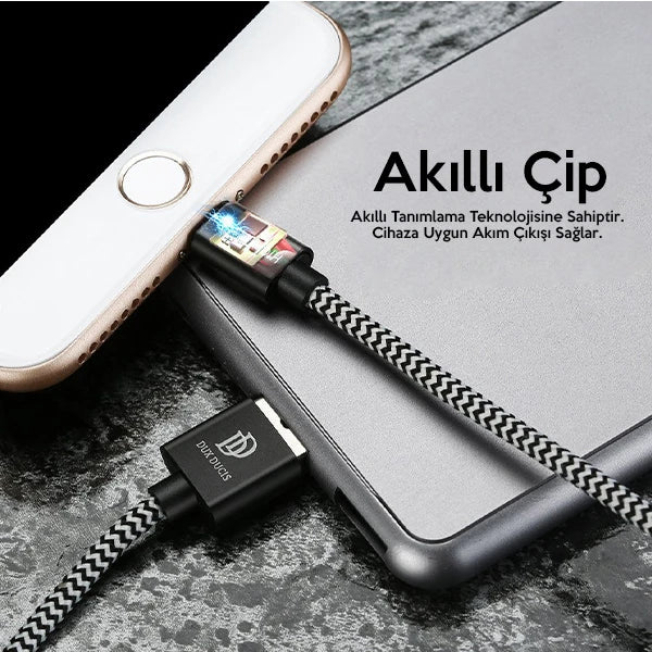 Dux Ducis K-One Cable İPhone  Usb Şarj Kablosu 1 METRE-(5775) - Siyah