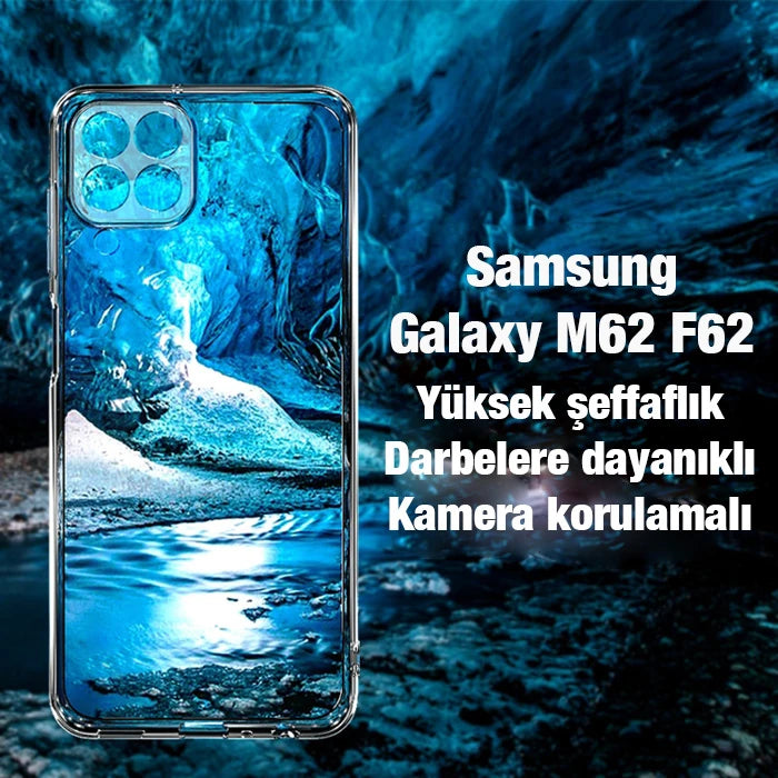 Ally SM Galaxy M62 F62 Kılıf Kamera Korumalı Ultra İnce Şeffaf Kılıf-(5775) - Şeffaf 2