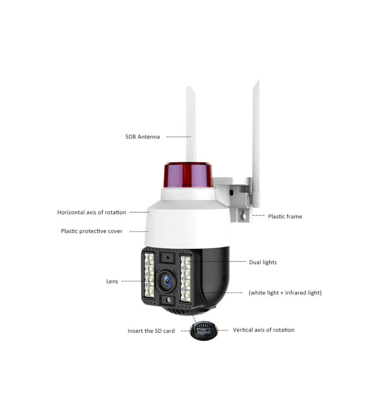 INT-CMR21 SD-kart destekli Hareketli Sesli Gece Renkli PTZ Akıllı Wifi Güvenlik Kamerası (5286)