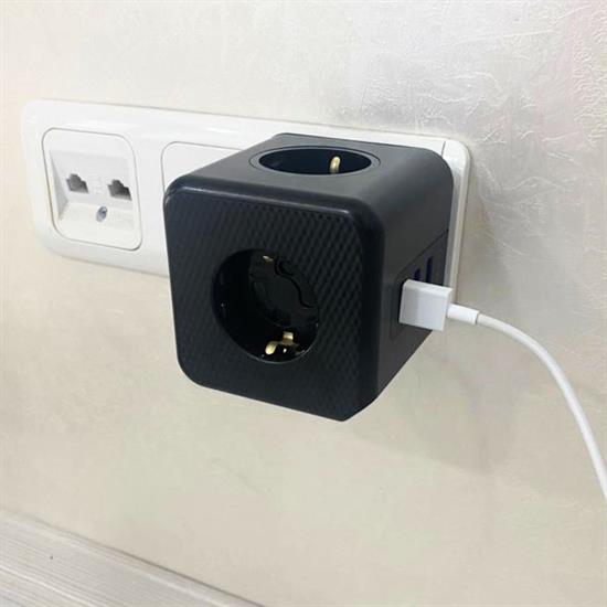 Isıya Dayanıklı Termal Akım Korumalı ve Çocuk Korumalı 3 Priz Girişli 3 USB Girişli Küp Priz (5286)
