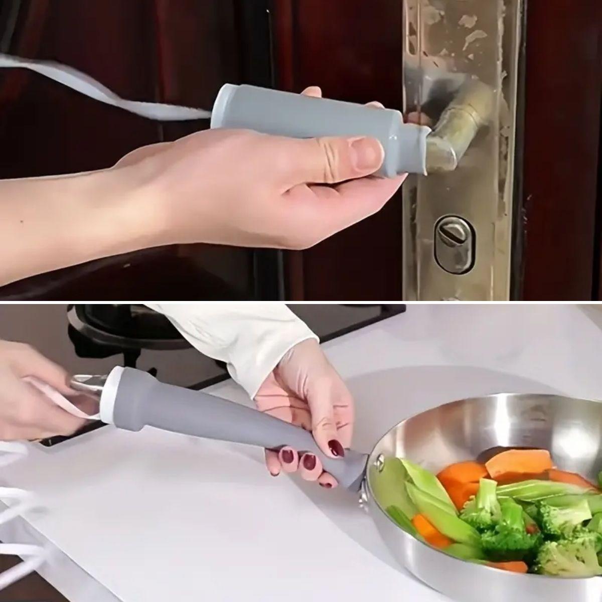 Isıya Dayanıklı Silikon Kauçuk Tencere,Kapı Tutma Kılıfı Kendinden Küçülen,Her Sapa Uyumlu Tava Kulp Yalıtımı 12-15 cm (5286)