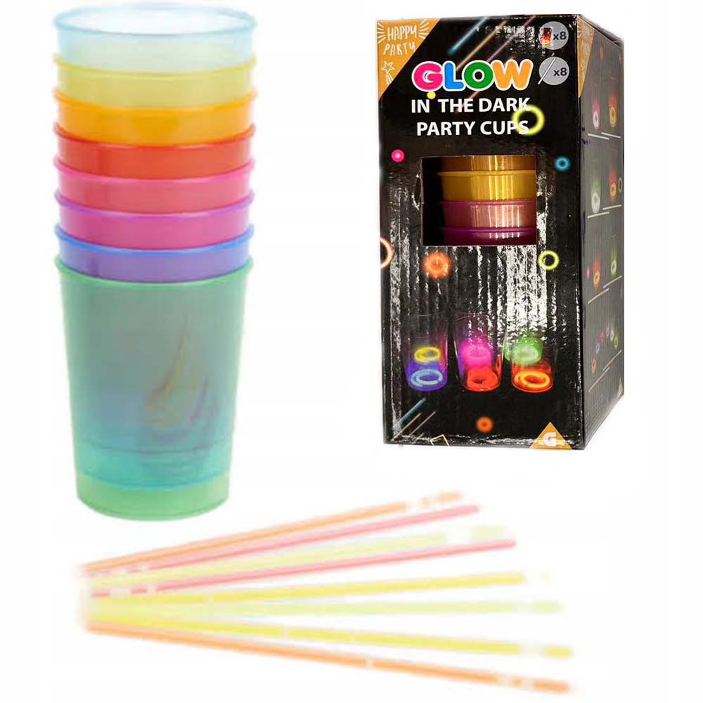 Karanlıkta Yanan Gece Işığı Mega Glow Bardaklar 8 Adet 8.5 x 10.5 cm (5286)