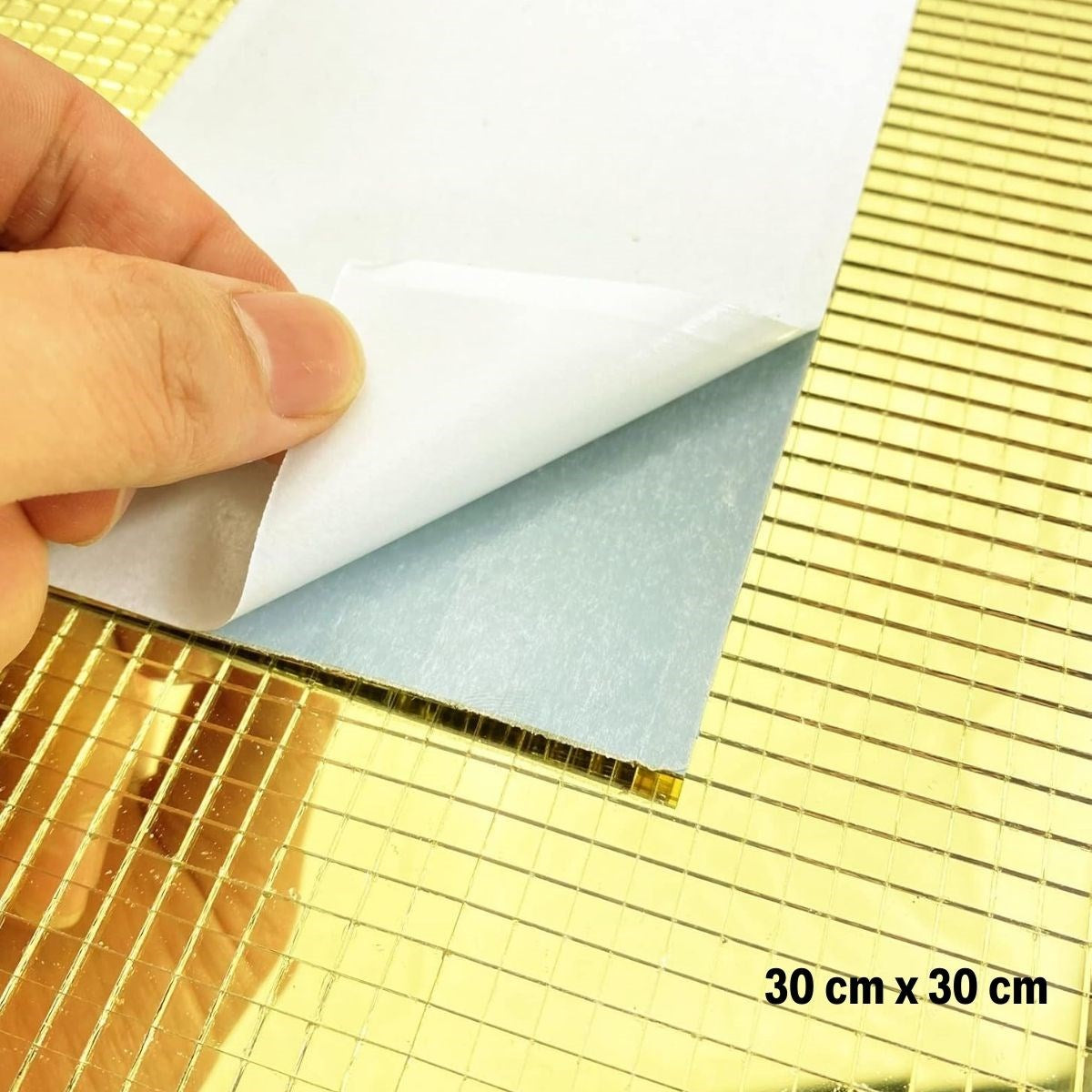 Kare Gold Cam Mozaik Fayans Çıkartmaları El İşi Kare Cam Fayans Kendinden Yapışkanlı Aynalı Dekor Panel 30x30 Cm (5286)
