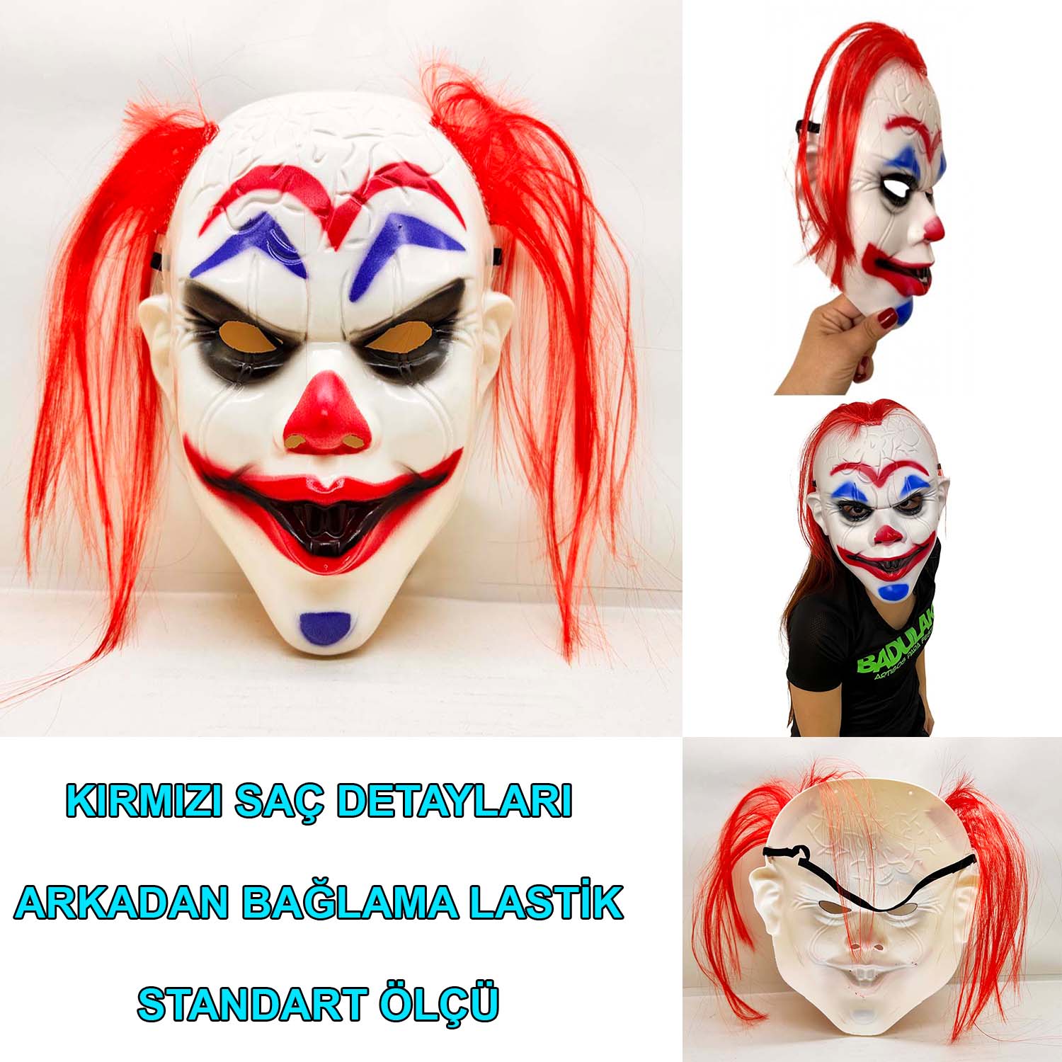 Kızıl Saçlı Joker Palyaço Maskesi (5286)