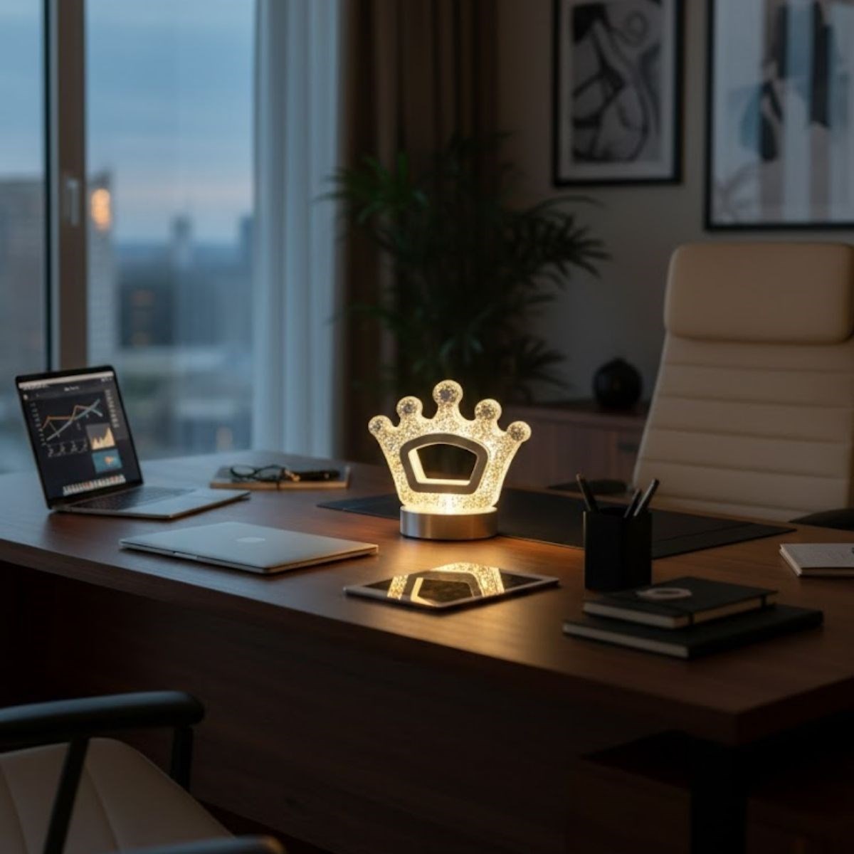 Kral Tacı Model Kristal LED Masa Lambası – Dokunmatik, 3 Renk Işık Modlu, Şarjlı Mini Dekoratif Gece Lambası (5286)