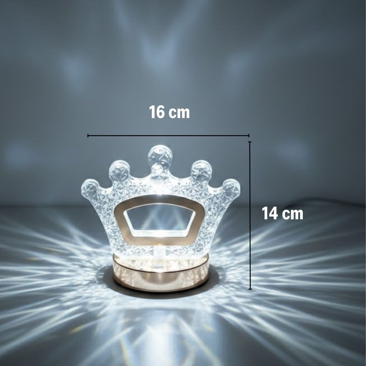 Kral Tacı Model Kristal LED Masa Lambası – Dokunmatik, 3 Renk Işık Modlu, Şarjlı Mini Dekoratif Gece Lambası (5286)