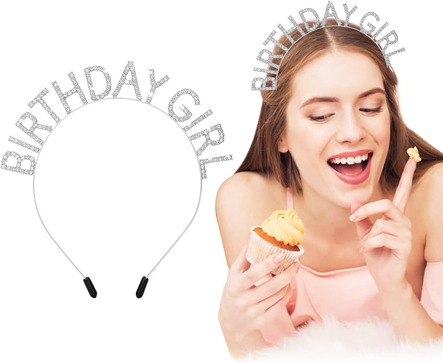 Kristal Taşlı Gümüş Birthday Girl Yazılı Doğum Günü Parti Tacı 19x11 cm (5286)