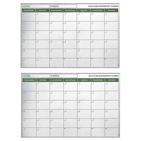 Manyetik Yapışkanlı Bir Aylık Program Planlayıcı Takvim 85x56 cm (5286)