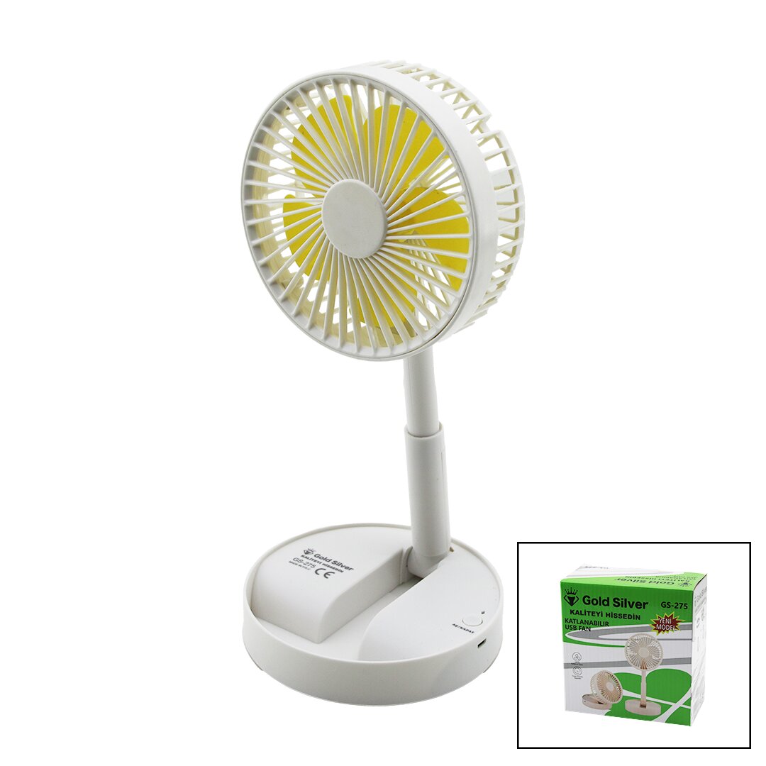 MASA ÜSTÜ VANTİLATÖR USB ŞARJIL KATLANIR FAN=13.6CM - UZAYAN AYAK=11-16CM 180 DERECE TELEFONLUKLU GS-275 (5286)