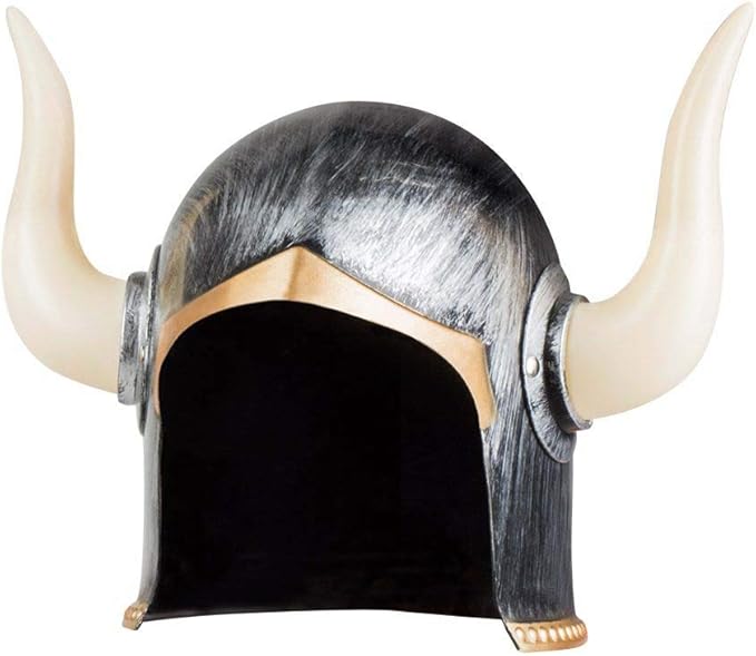 Mega Boynuzlu Viking Ivar Kaskı Eskitilmiş Desen Gümüş Renk (5286)