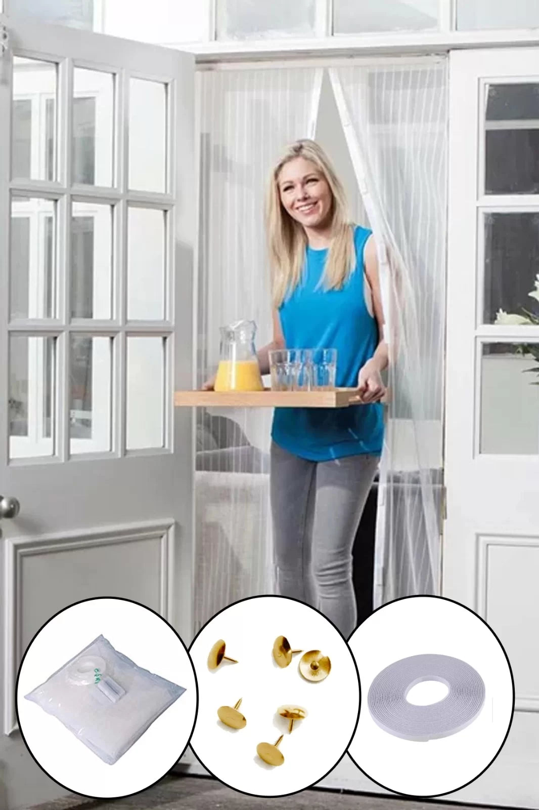 Mıknatıslı Kapı Sinekliği Tül Perde 105 x 210 cm (5286)