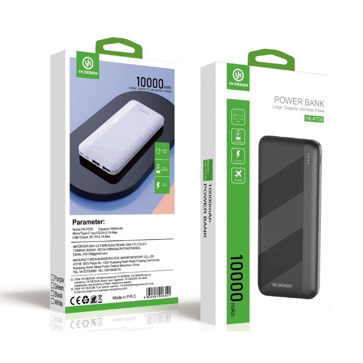Mikro Type-C USB Hızlı Şarj Edebilen 10000 mAh Powerbank (5286)