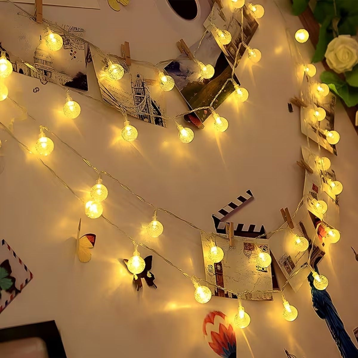 Mini Boncuk Detaylı 3.5 Metre USB LED Işık - 20 LED li Dekoratif Ortam Aydınlatması (5286)