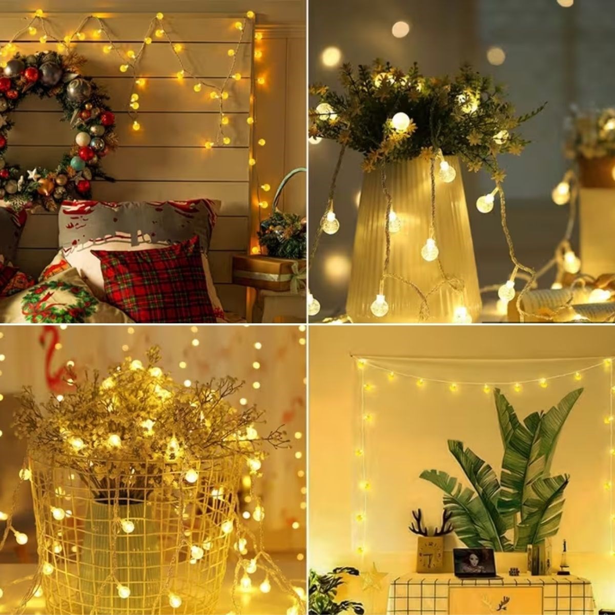 Mini Boncuk Detaylı 3.5 Metre USB LED Işık - 20 LED li Dekoratif Ortam Aydınlatması (5286)
