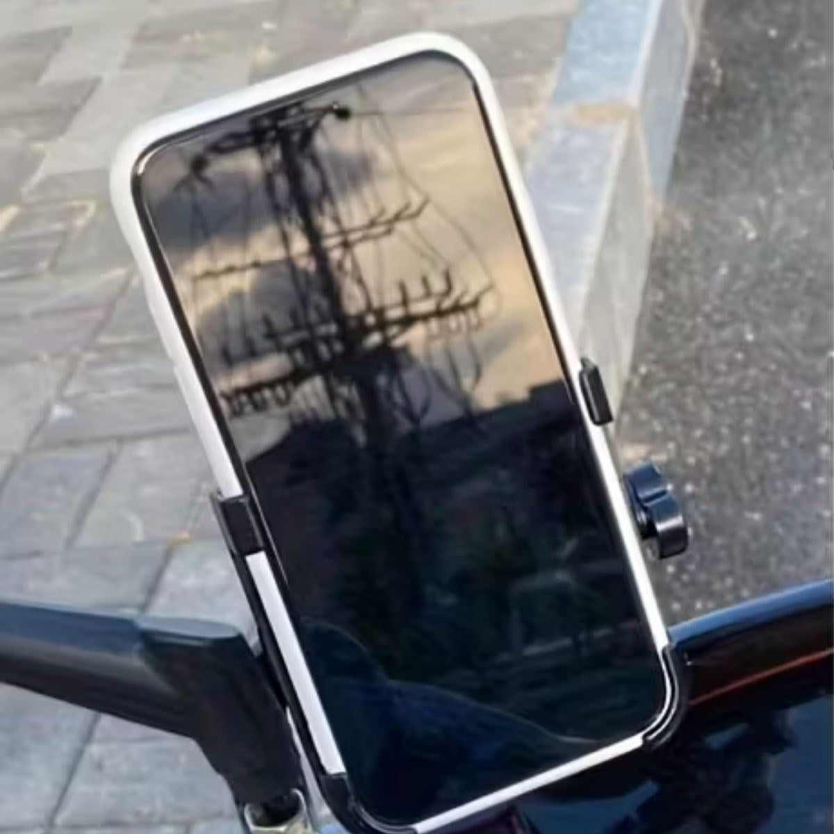 Motosiklet Gidon Telefon Tutucu–360° Döner, Kaymaz Sabitleme Sistemli, Sarsıntı Önleyici Telefon Tutucu Aparat (5286)