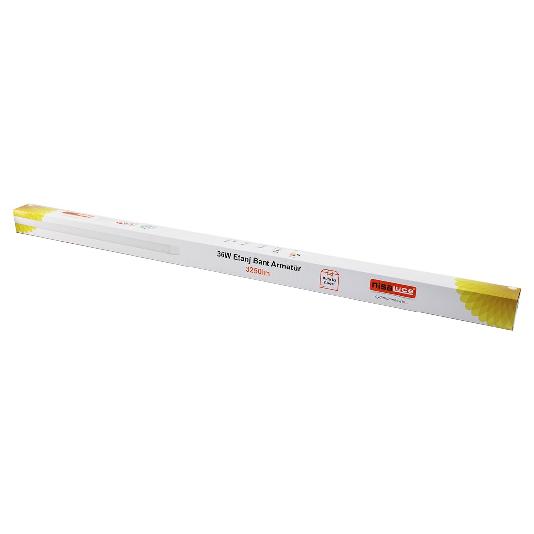 NİSALUCE EAMP-082/1 2PCS 36W - 120CM LED ETANJ BANT ARMATÜR LAMBA AMPUL BEYAZ - 6500K 3250LÜMEN MONTAJ AYAR KANALLI (5286)