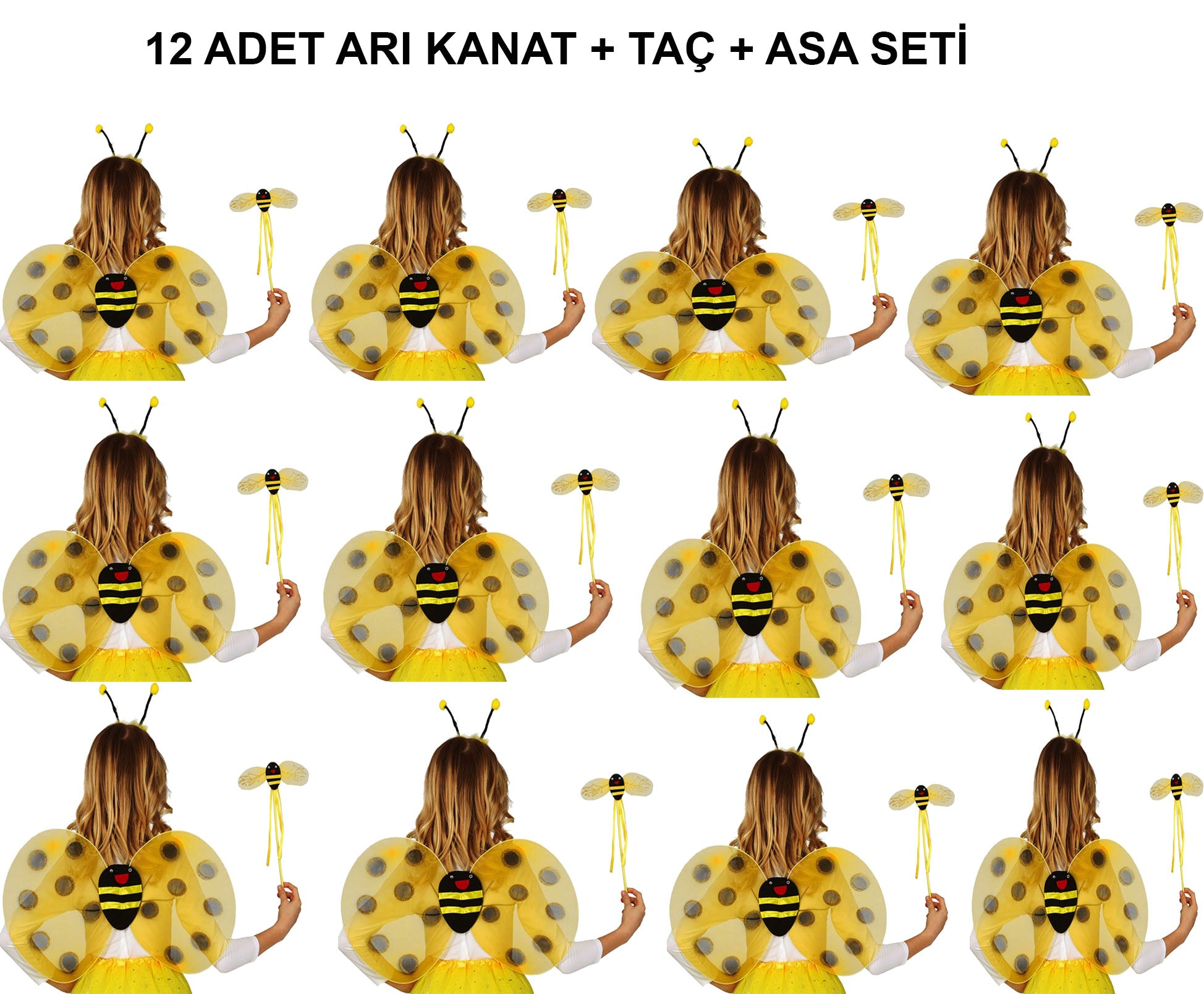 Okul Gösterileri için 12'li Arı Kanadı Seti - Etkinlik Kanatları (5286)