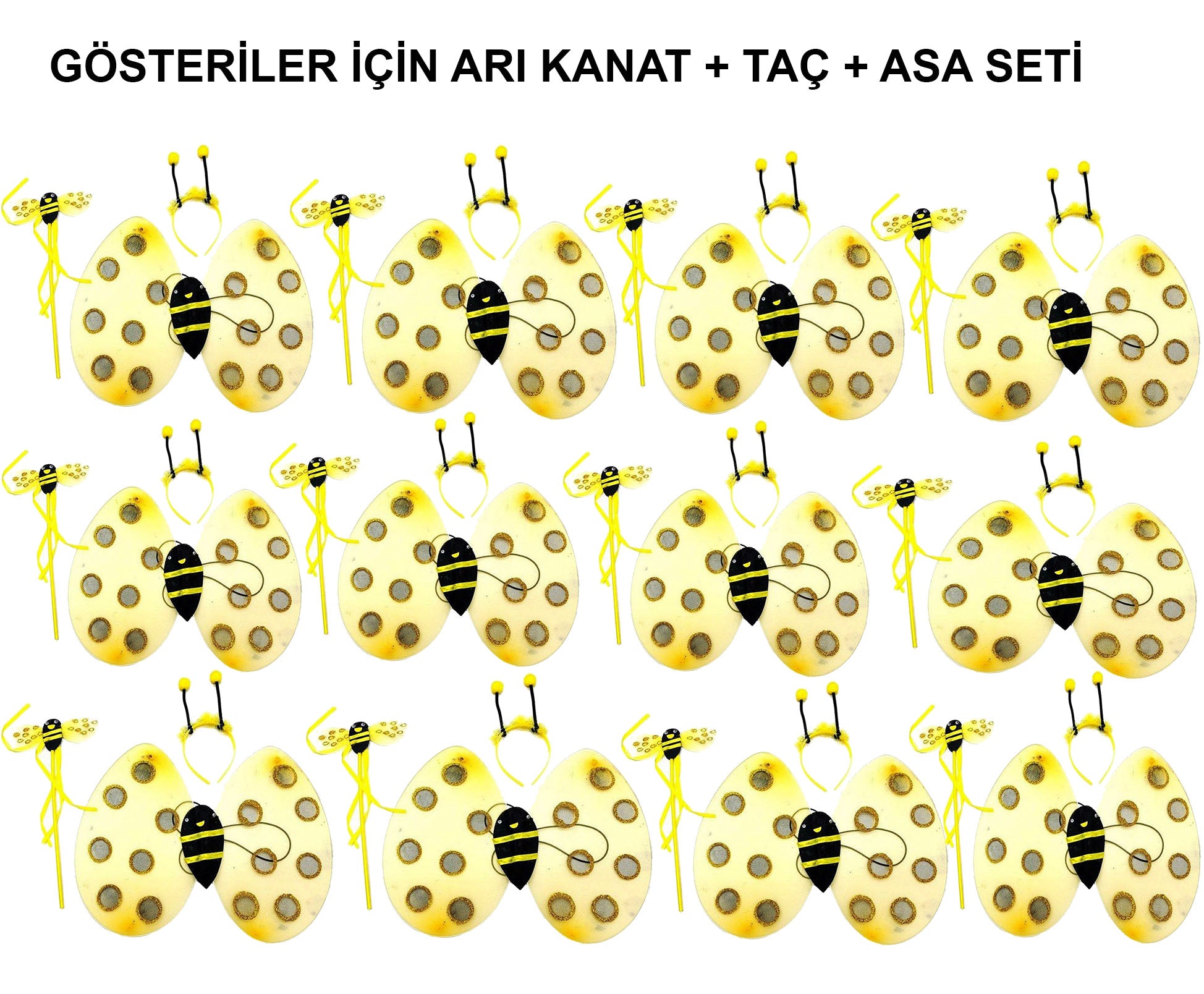 Okul Gösterileri için 12'li Arı Kanadı Seti - Etkinlik Kanatları (5286)
