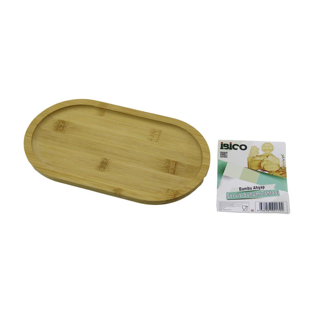 OVAL AHŞAP BAMBU SERVİS SUNUM TEPSİ - TAHTASI MİNİ TEPSİ 25 X 14 X 1.4CM (5286)