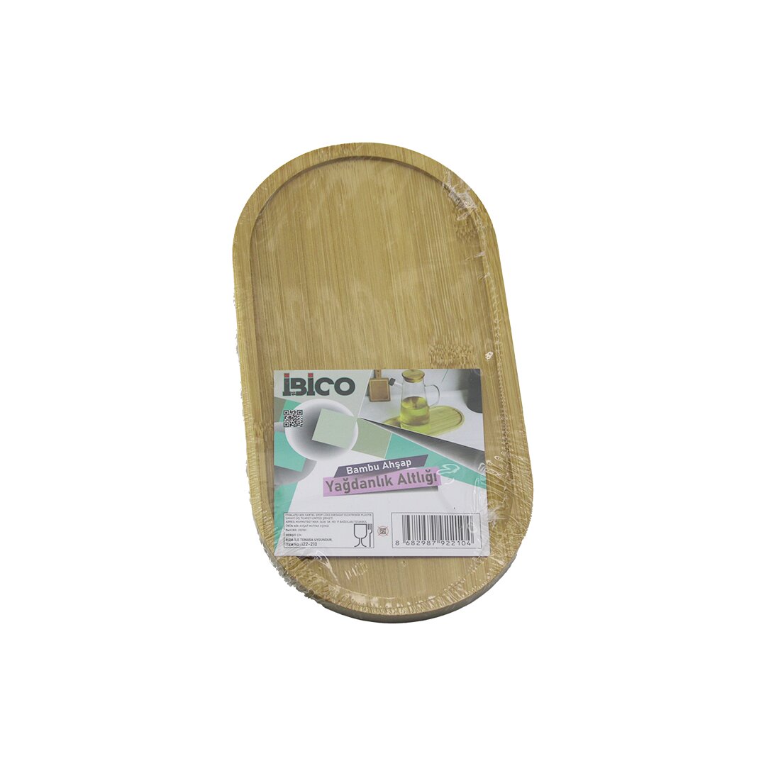 OVAL AHŞAP BAMBU YAĞDANLIK ALTLIK MİNİ TEPSİ 12 X 23.3 X 0.8CM (5286)