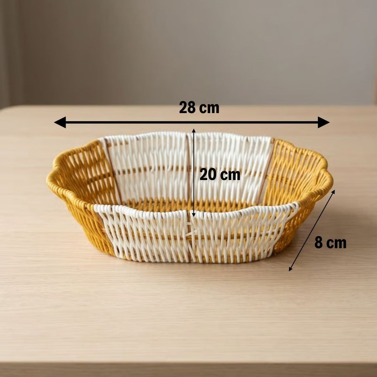 Oval Çift Renkli Plastik Rattan Ekmek ve Meyve Sepeti - Çok Amaçlı Banyo ve Mutfak Düzenleyici - Yıkanabilir Dekoratif Tezgâh Üstü Organiz (5286)