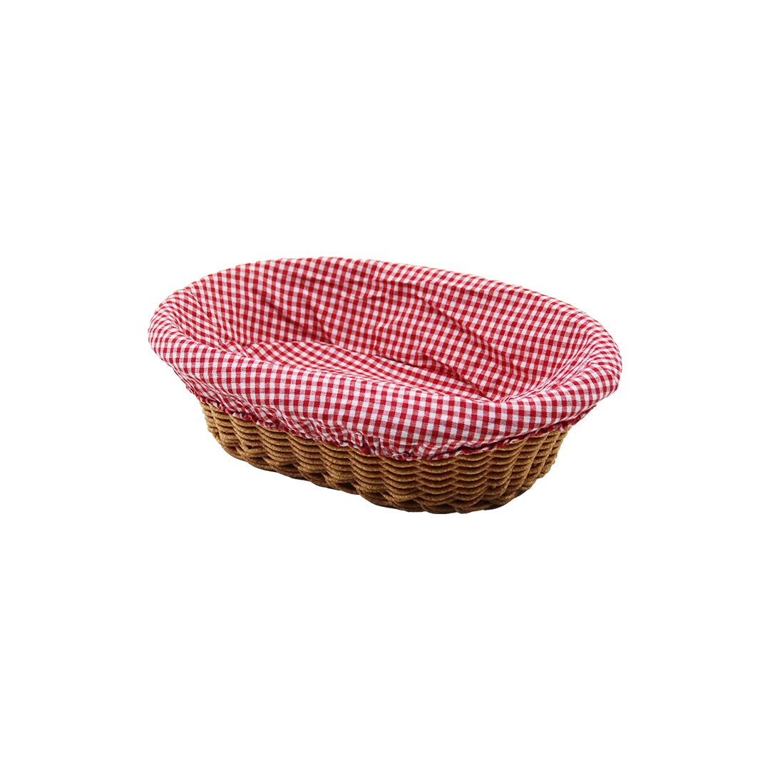 OVAL RENKLİ BEZLİ İP HASIR EKMEK SEPETİ KULPLU TABAN:11.5X20 - AĞIZ:18X28 DERİNLİK:7CM (5286)