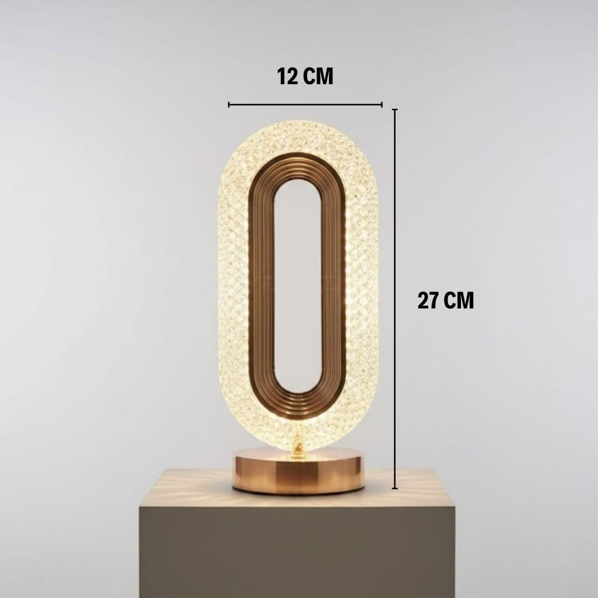 Oval Şeklinde Kristal LED Masa Lambası – Dokunmatik, 3 Renk Işık Modlu, Şarjlı Dekoratif Gece Lambası (5286)