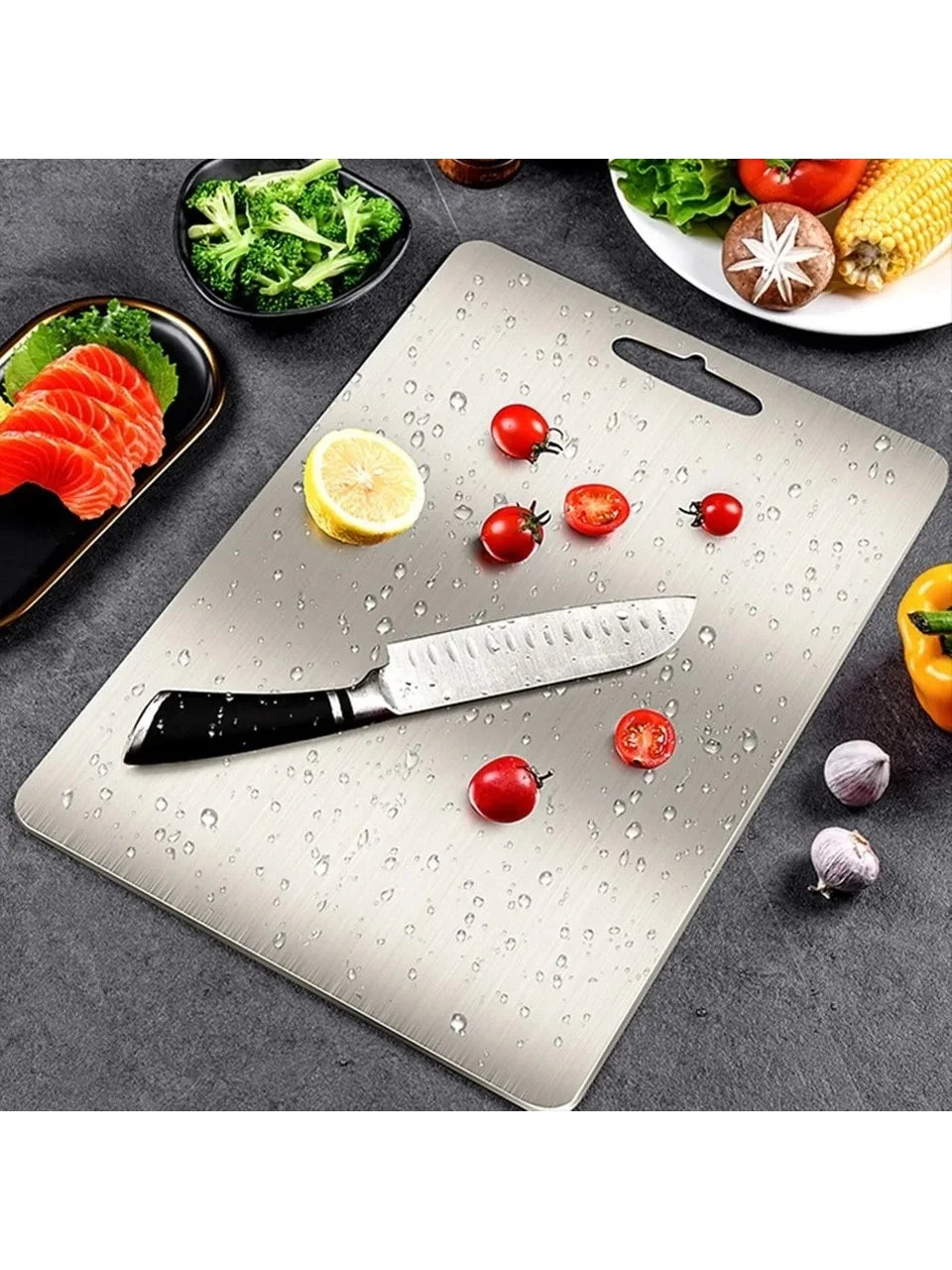 Paslanmaz Çelik Kesme Tahtası  20X30 cm Mutfak Sebze Et Kesme Tahtası Doğrama Tahtası Mutfak Aksesuarları (5286)