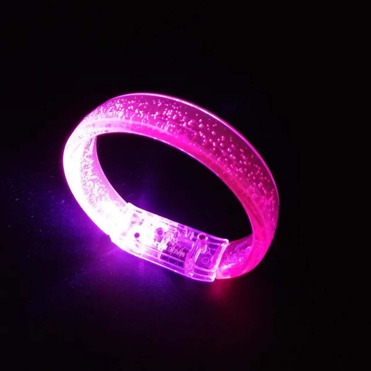 Pembe Led Işıklı Baskı Yapılabilen Pilli Bileklik Bilezik 1,5 cm Genişlik (5286)