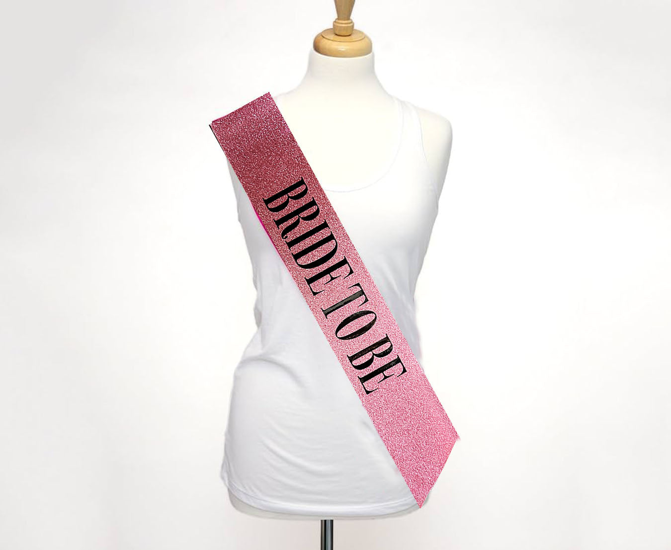 Pembe Üzeri Siyah Büyük Bride To Be Yazılı Simli Işıltılı Kuşak Kemer 10 cm Genişlik (5286)