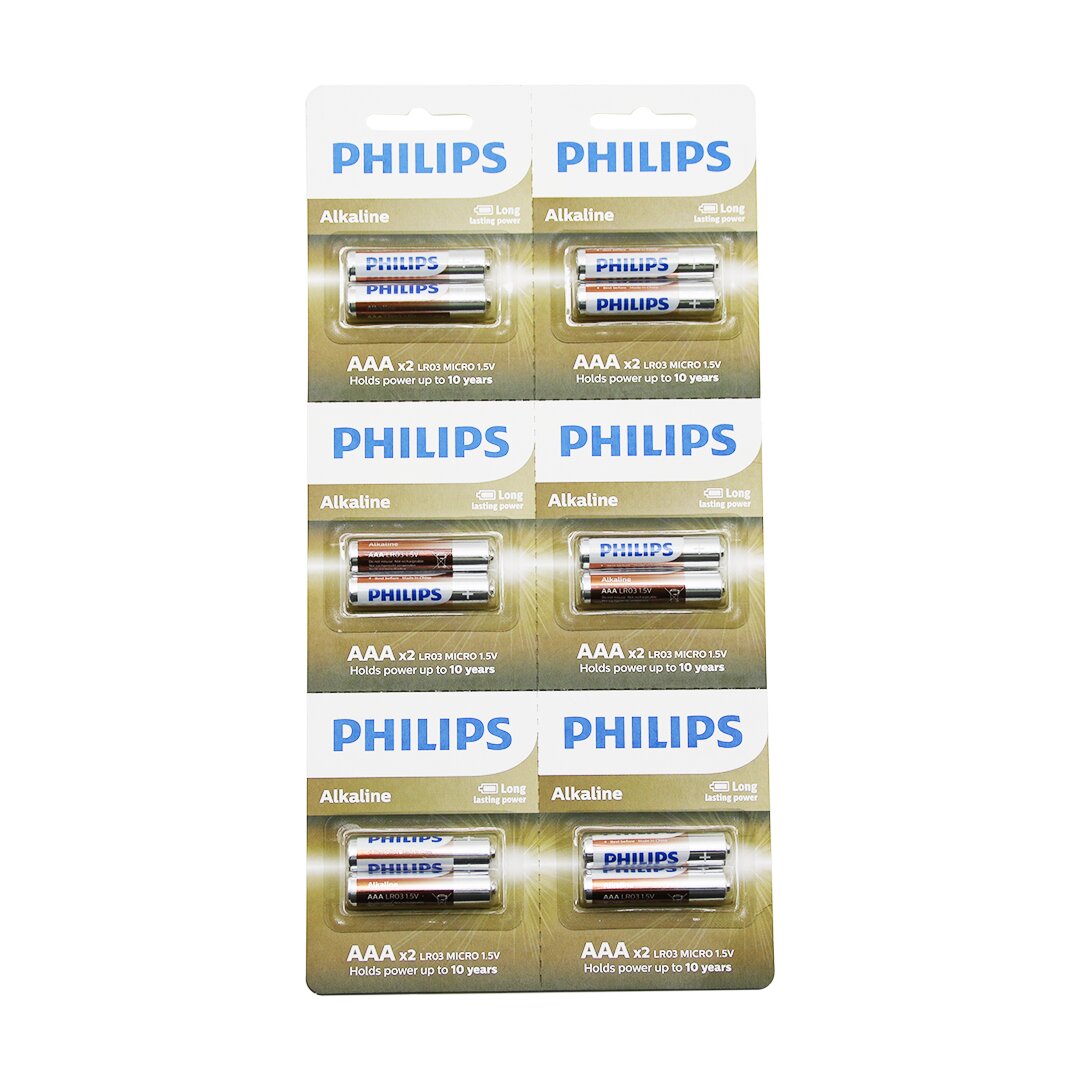 PHILIPS  ALKALİNE İNCE - AAA - 1.5V  PİL  12PCS= 2Lİ X 6 (5286)