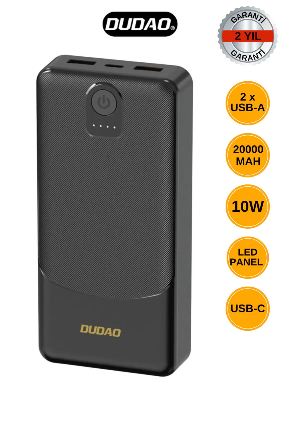 Powerbank Dudao K10Pro 2.4A 20000mAh 2 x USB-A - Siyah (5286)