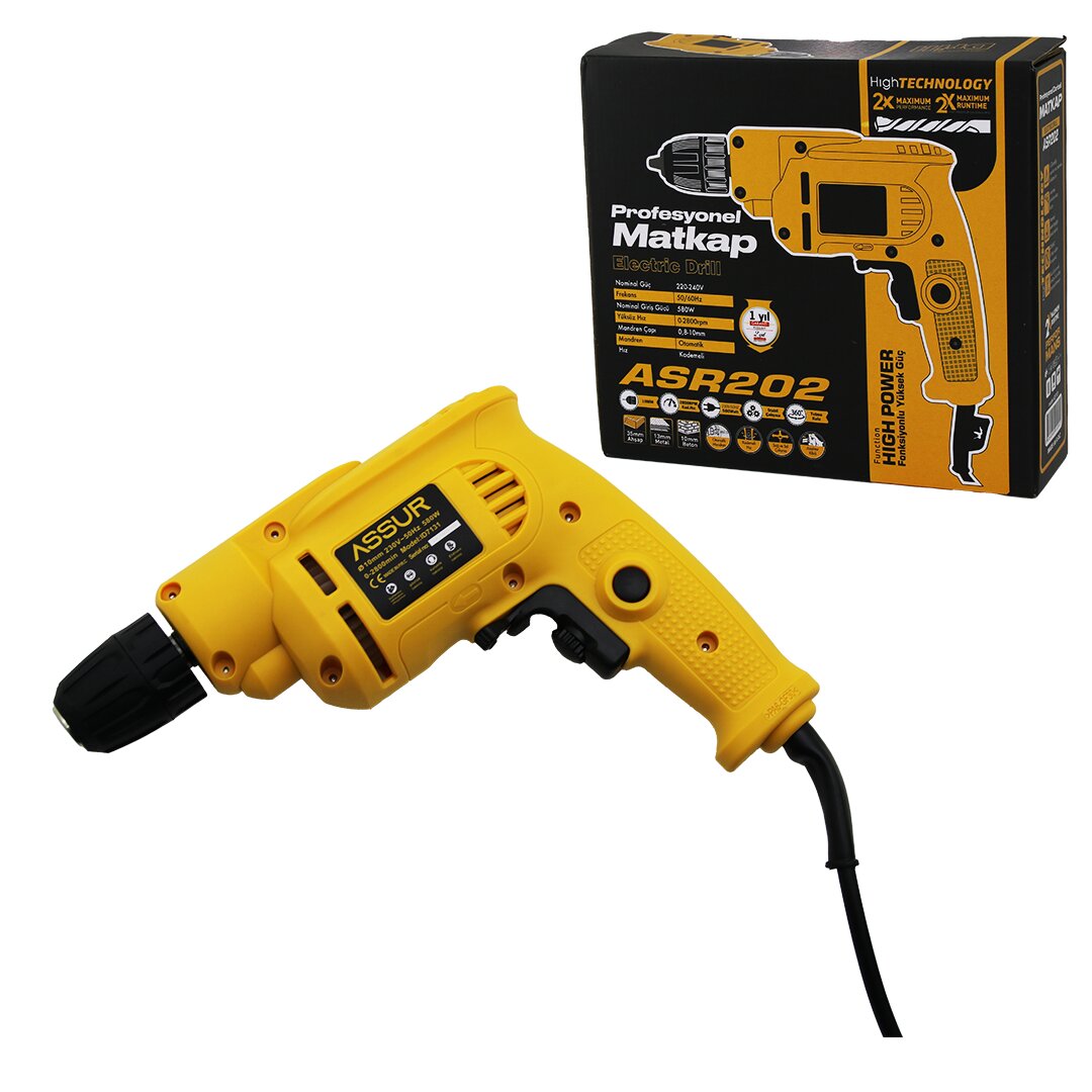 PROFESYONEL MATKAP SIKMA - VİDALAMA FİŞLİ KADEMELİ HIZ AYAR OTOMATİK MANDREN 360 DERECE TUTMA KOL 580W 0.8-10MM ASR-202-7131 (5286)