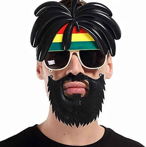 Rasta Peruklu Rasta Sakallı Bob Marley Bıyıklı Parti Gözlüğü 27x18 cm (5286)